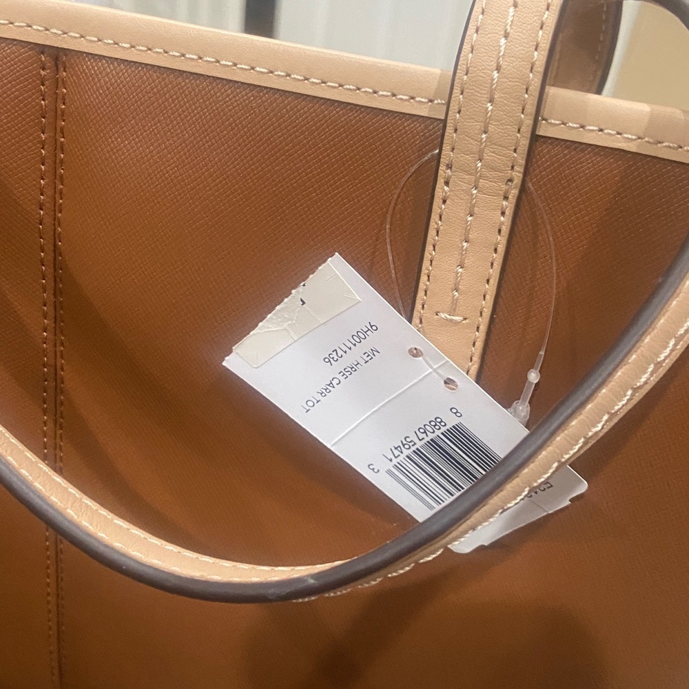 Coach Tan Leather Tote with Yellow Accent - Picture 7 of 7